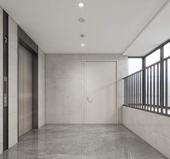 Fire door of elevator hall in residential area 3d model