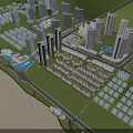 Modern High Rise Residential Buildings With Multiple Structures Circular Square Pool And Lawn