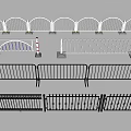 Various Types Of Metal And Plastic Fences With Decorative And Road Safety Designs