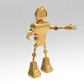 Golden Robot Decorative Ornament Set With Metallic Finish For Modern Home Decor