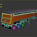 Orange MEILLER Dump Truck with Black Tarp Cover and Multi Wheel Trailer Design