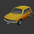 Yellow Vintage Small Car With Shiny Exterior And Reflective Surface Design