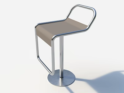 Modern Bar Stool With Sleek Metal Frame And Beige Cushioned Seat 3d model