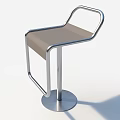 Modern Bar Stool With Sleek Metal Frame And Beige Cushioned Seat