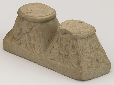 Landscape Sculpture Stone Pedestal Featuring Two Connected Ornate Leaf Carvings 3d model
