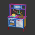 Wooden Compact Kitchen Furniture Unit Featuring Sink Cabinet Top Shelf and Hanging Hooks