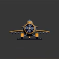 Yellow And White 3D Model Airplane With Propeller On Runway Platform 3d model