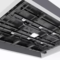 Exposed Ceiling Structure With Lights And Pipes
