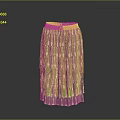 Women's Stylish Green Pleated Skirt With White Geometric Patterns Design