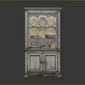 White Display Cabinet With Glass Door And Plates Bowls Storage