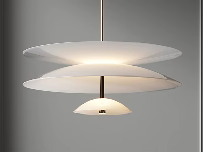 Modern Layered White Circular Lampshades Pendant Light For Living Room Interior Design 3d model