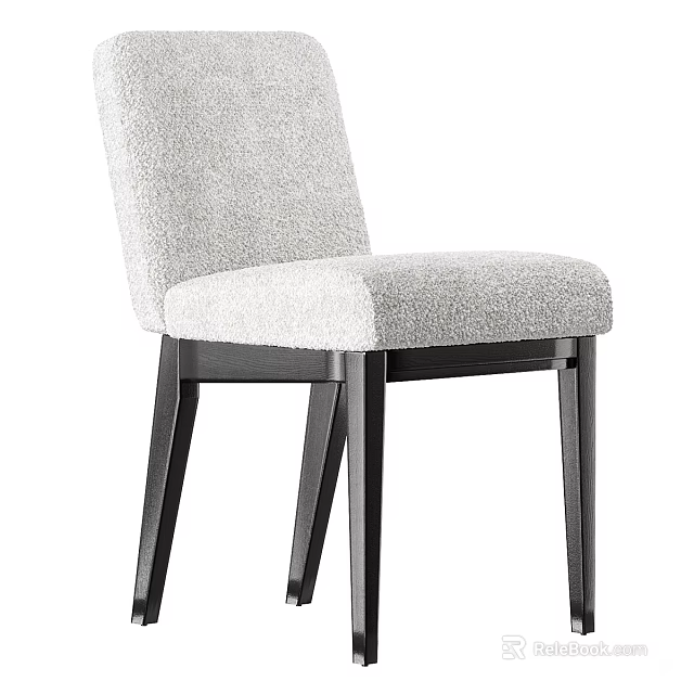 Modern Light Gray Upholstered Accent Chair With Dark Wooden Legs Design 3d model 