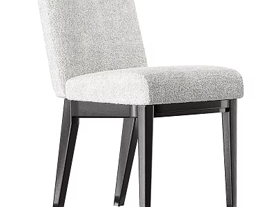 Modern Light Gray Upholstered Accent Chair With Dark Wooden Legs Design 3d model