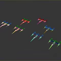 Colorful Model Airplanes In Various Colors Arranged On Gray Background