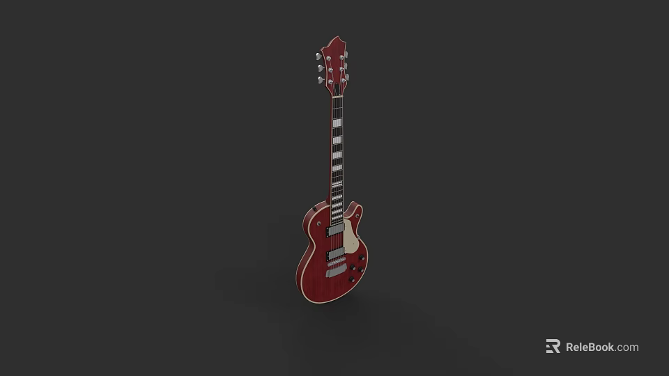 High Quality Realistic Red Electric Guitar Musical Instrument 3D Rendering Design 3d model 