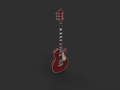 High Quality Realistic Red Electric Guitar Musical Instrument 3D Rendering Design 3d model