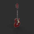 High Quality Realistic Red Electric Guitar Musical Instrument 3D Rendering Design