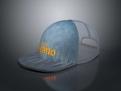 Blue And Gray Trucker Hat With Official HEARTS Logo And Mesh Back Design 3d model
