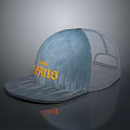Blue And Gray Trucker Hat With Official HEARTS Logo And Mesh Back Design