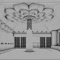 SPA Sauna Interior Design Featuring Orange Lotus Shaped Ceiling Light Column Lockers And Bamboo Decor