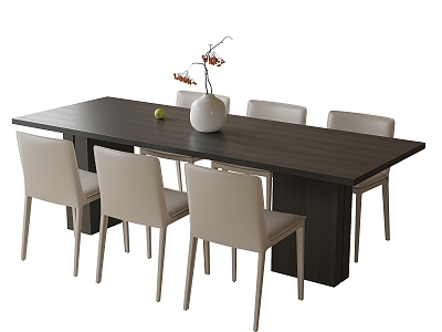 Modern Dining Table and Chair Combination Dining Chair Single Chair Dining Table Vase Floral Art model