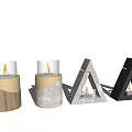 Elegant Modern Fireplace Design with Wooden Metal and Geometric Candle Holders