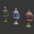Colorful Striped Egg Shaped Furniture Decorative Ornaments With Gold Blue Purple Bases