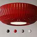 Red Circular Striped Design Ceiling Light with Black Red Grey White Color Options 3d model
