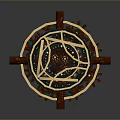 Intricate Circular Mechanical Device With Layered Metal Rings And Wooden Components