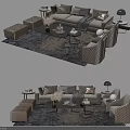 Modern Beige Sofa And Coffee Table Set With Area Rug Side Table And Floor Lamp 3d model