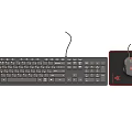 Wired Computer Keyboard And Gaming Mouse With Red Mouse Pad Set 3d model