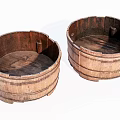 Rustic Wooden Barrel Shaped Washbasins Set of Two for Bathroom Design