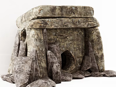 Ancient Rough Stone Ruin Structure With Stacked Blocks And Entrance Hole Design 3d model
