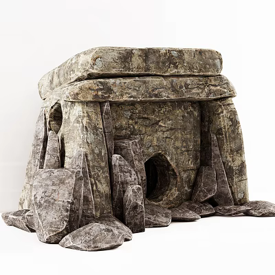 Ancient Rough Stone Ruin Structure With Stacked Blocks And Entrance Hole Design 3d model