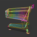 Metal Shopping Cart With Red Handle And Wheel Base Structure Design