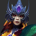Fantasy Game Movie Character With Ornate Headdress Purple Gem And Red Eyes