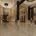 Luxurious Hotel Lobby Featuring Marble Floor Crystal Chandeliers And Decorative Columns