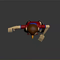 Cartoon Clown With Red Nose Red Blue Striped Shirt Blue Shorts Black Shoes Raising Hand
