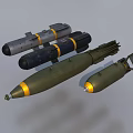 Military Weapons Collection Featuring Green Yellow Striped and Black Bombs Designs