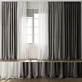 Gray and White Modern Curtains with Sheer Layers and Window Natural Light