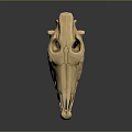 Animal Skull 3D Model With Detailed Structure Light Brown Color And Dark Background