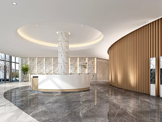 Modern Hall Office Hall Reception Front Desk 3d model