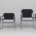 Modern Table And Chair Set With Metal Frame And Black Upholstered Seats