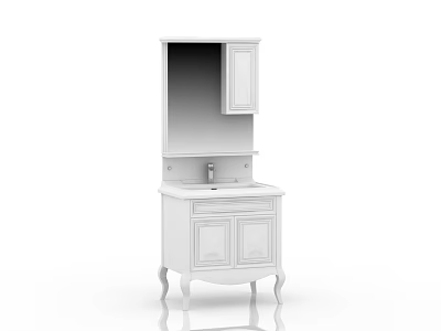 Elegant White Bathroom Vanity Cabinet With Mirror Sink And Decorative Legs 3d model
