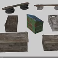 Rustic Wooden Crates And Boxes With Vintage Tires And Benches