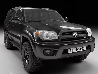 Black Toyota SUV With Off Road Tires In Front View 3d model