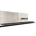 Modern Feature Wall Design With Perforated Metal Panel And Black White Linear Pattern 3d model