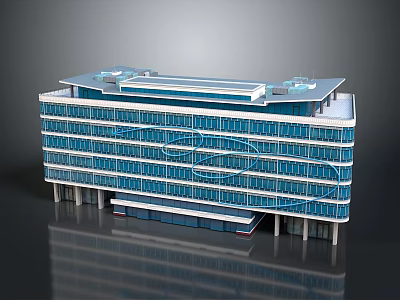 Sleek Modern Multistory Building Exterior With Blue Glass Windows Flat Roof And Minimalist Design 3d model