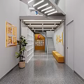 Modern School Interior With Purple Neon X Decoration Find Your Soul Sign And Green Plant