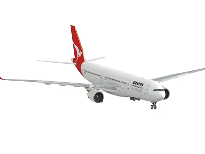 Qantas White Passenger Plane With Red Tail Fin And Engines 3d model